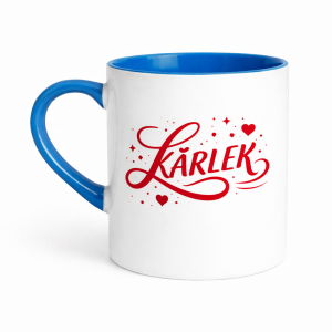 Mugg Kärlek vit blått öra