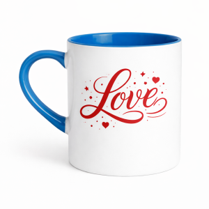 Mugg LOVE vit blått öra