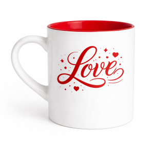Mugg LOVE vit rött öra